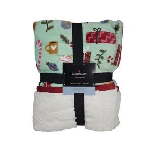 Cuddl Duds Sherpa Throw Blanket Plush to Sherpa Holiday Icon Toss Christmas Cozy